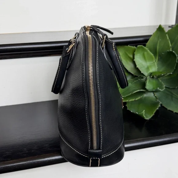 Dooney & Bourke Genuine Leather Dome Satchel Pebbled Top Handle Handbag Purse - Picture 4 of 10